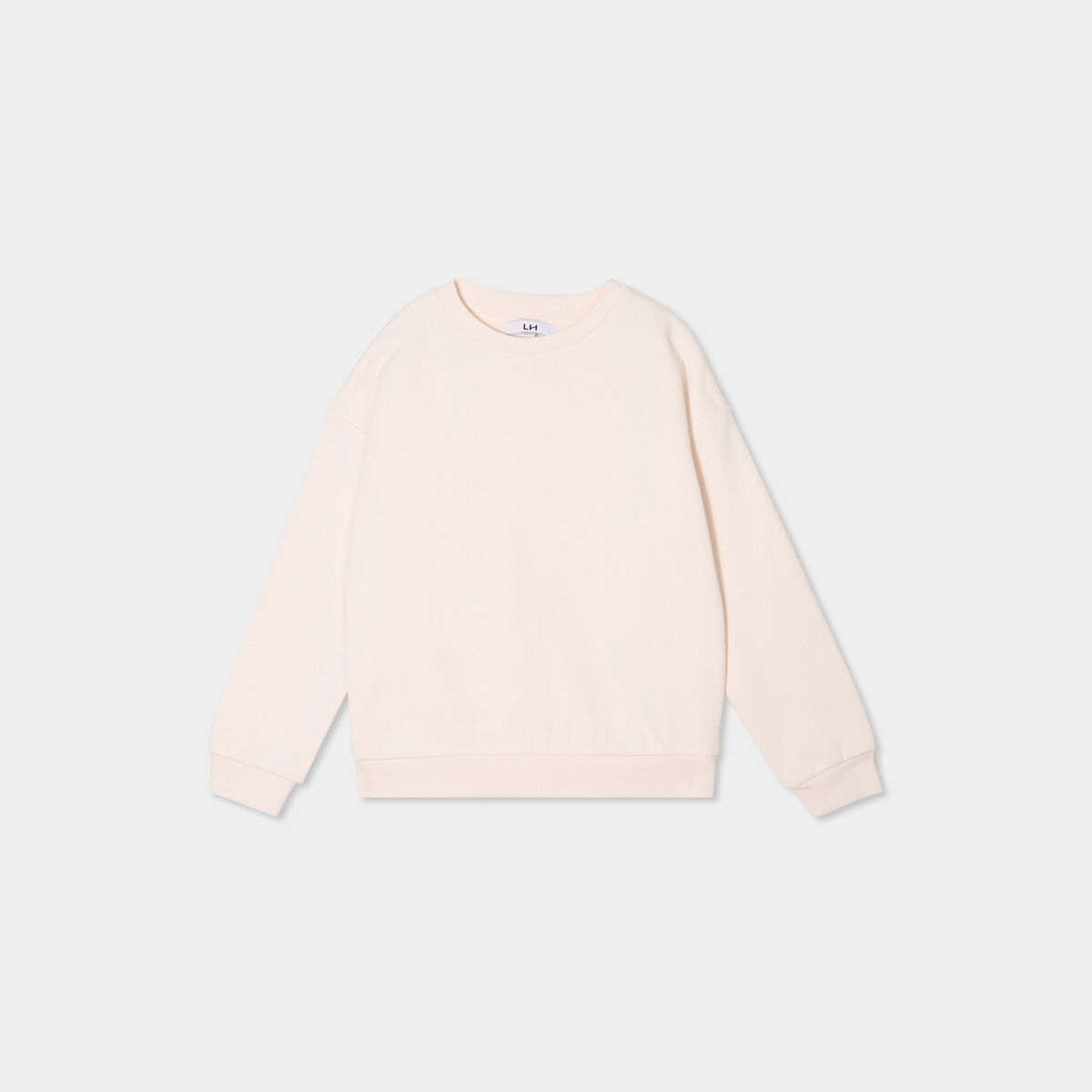 Sweat col rond manches longues creme fille