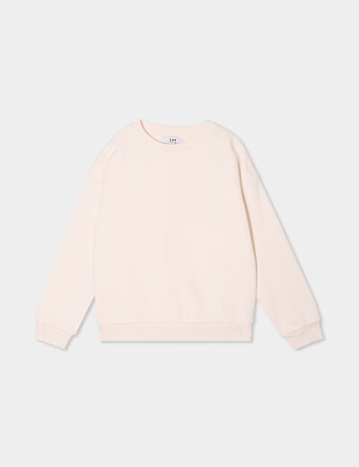Sweat col rond manches longues creme fille
