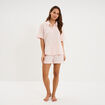 Ensemble pyjama chemise et short coton rose clair femme