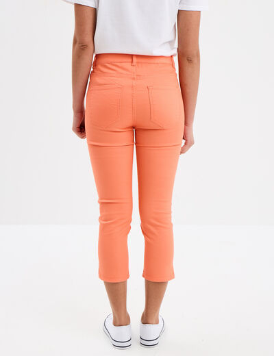 Pantacourt slim 5 poches rose corail femme