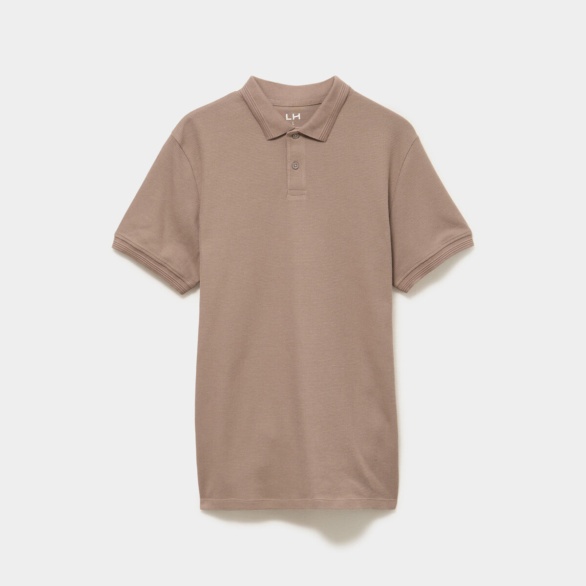 Polo textur&eacute; manches courtes coton marron homme