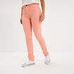 Pantalon slim stretch orange corail femme