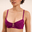 Soutien-gorge corbeille padd&eacute; dentelle violet fonc&eacute; femme