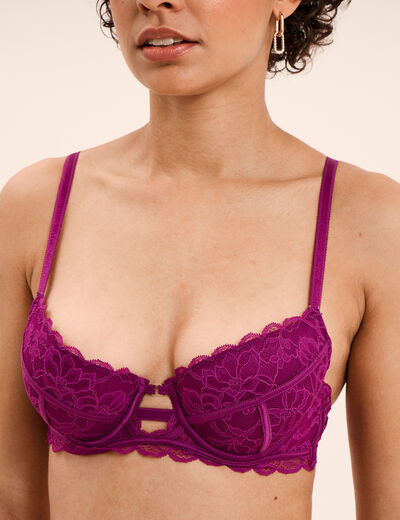 Soutien-gorge corbeille padd&eacute; dentelle violet fonc&eacute; femme