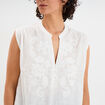 Blouse col tunisien sans manches coton blanc femme
