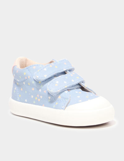 Baskets montantes scratchs bout renforc&eacute; bleu ciel b&eacute;b&eacute; fille