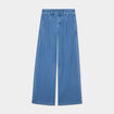 Jeans wide leg &agrave; pinces denim double stone femme