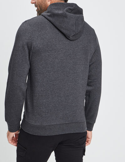Sweat zippé molleton à capuche gris foncé homme