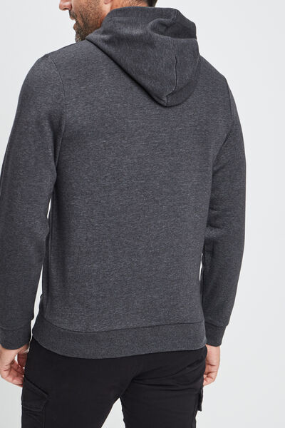 Sweat zipp&eacute; molleton &agrave; capuche gris fonc&eacute; homme