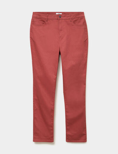 Pantalon droit taille haute extensible vieux rose femme grande taille