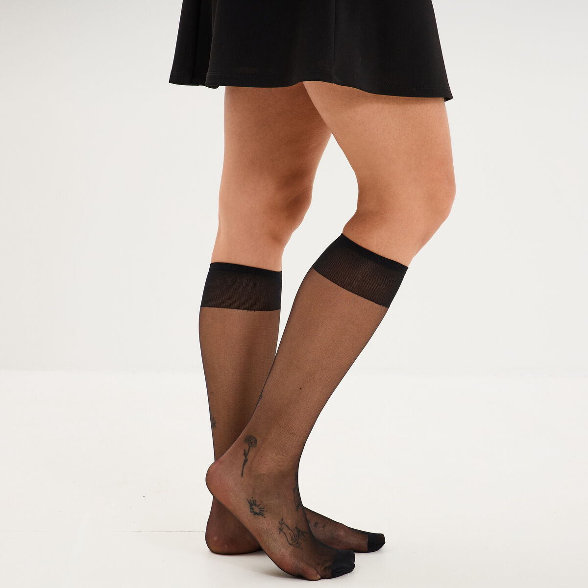 Lot 2 mi-bas transparents 15D noir femme