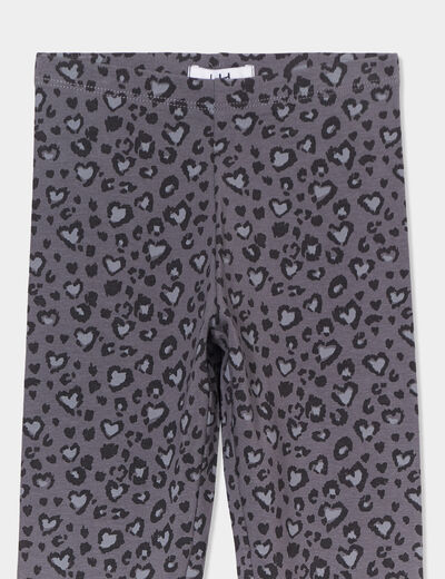 Legging long élastiqué coton gris foncé fille