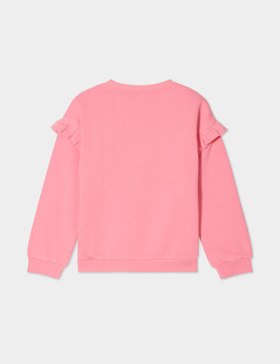 Sweat manches longues avec volants rose fille