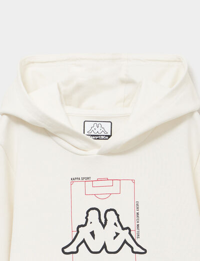 Sweat hoodie poches zipp&eacute;es Kappa blanc gar&ccedil;on
