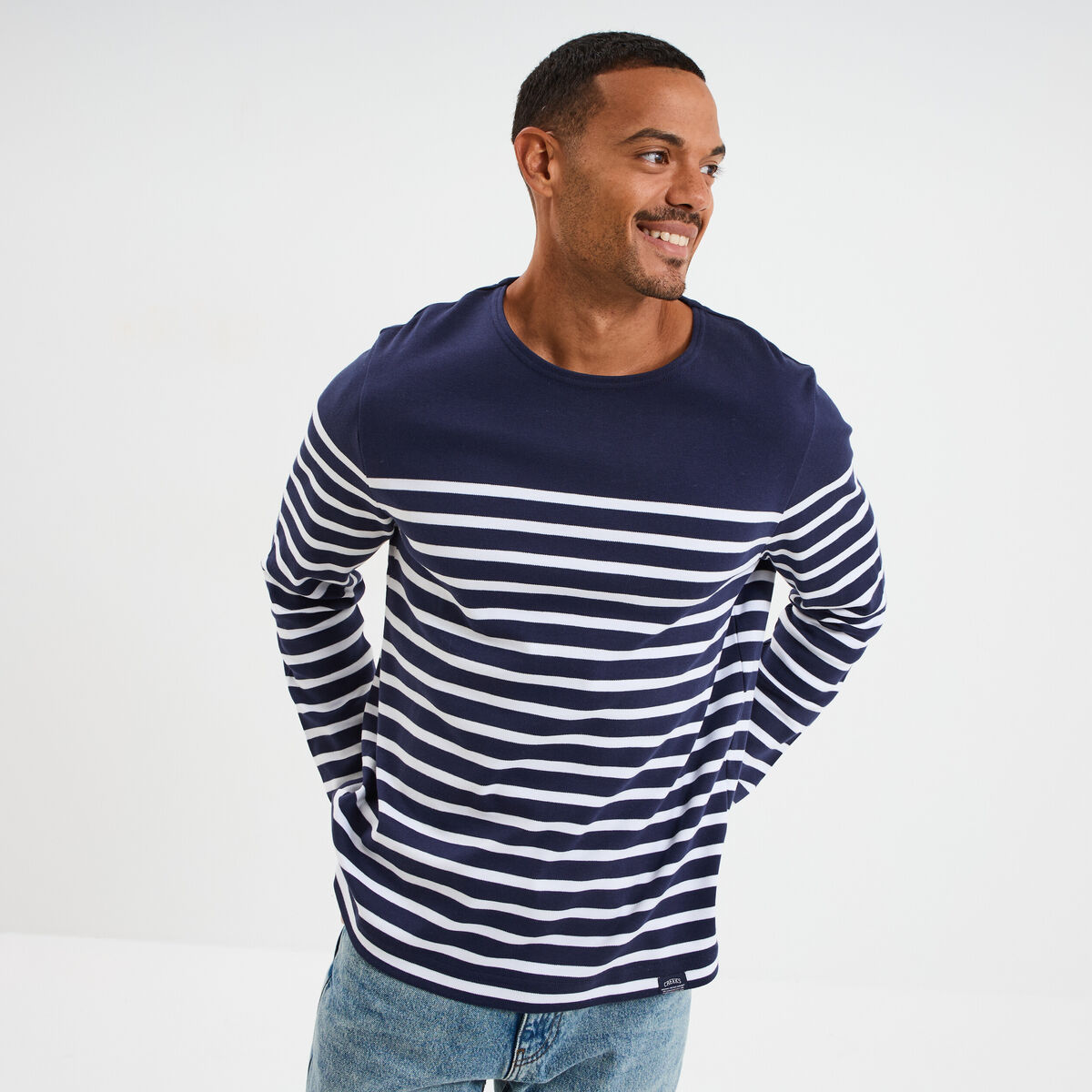 T-shirt manches longues coton bleu marine homme