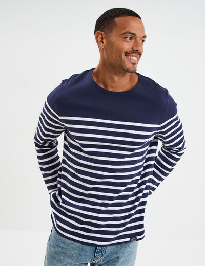 T-shirt manches longues coton bleu marine homme
