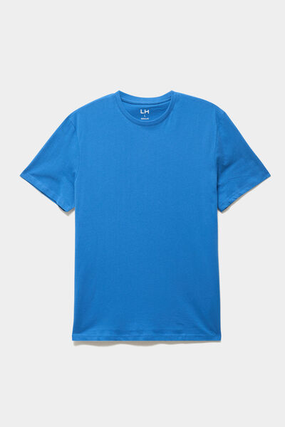 T-shirt droit en coton manches courtes bleu homme