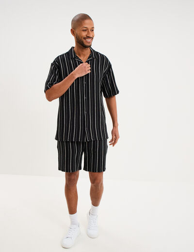 Bermuda short chino droit coton noir homme