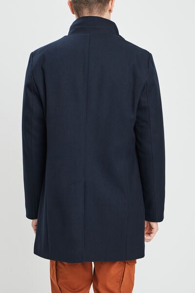 Manteau mi-long col montant bleu marine homme