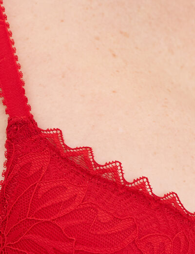 Soutien-gorge push up dentelle rouge femme