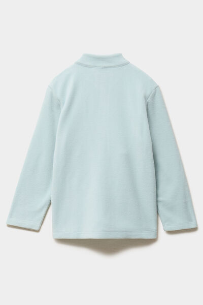 veste polaire zipp&eacute; col montant bleu gris fille