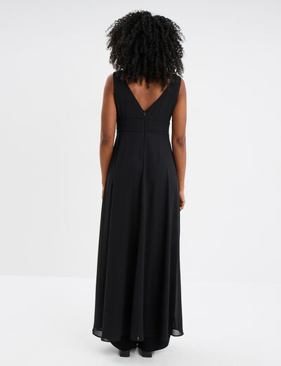 Combinaison pantalon avec voile jupe noir femme