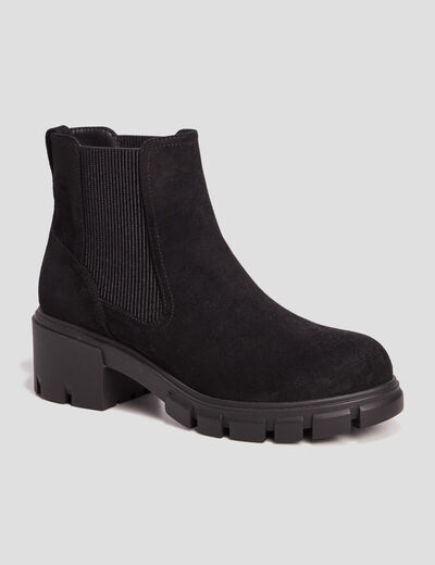 Bottines chelsea talons crantés noir femme