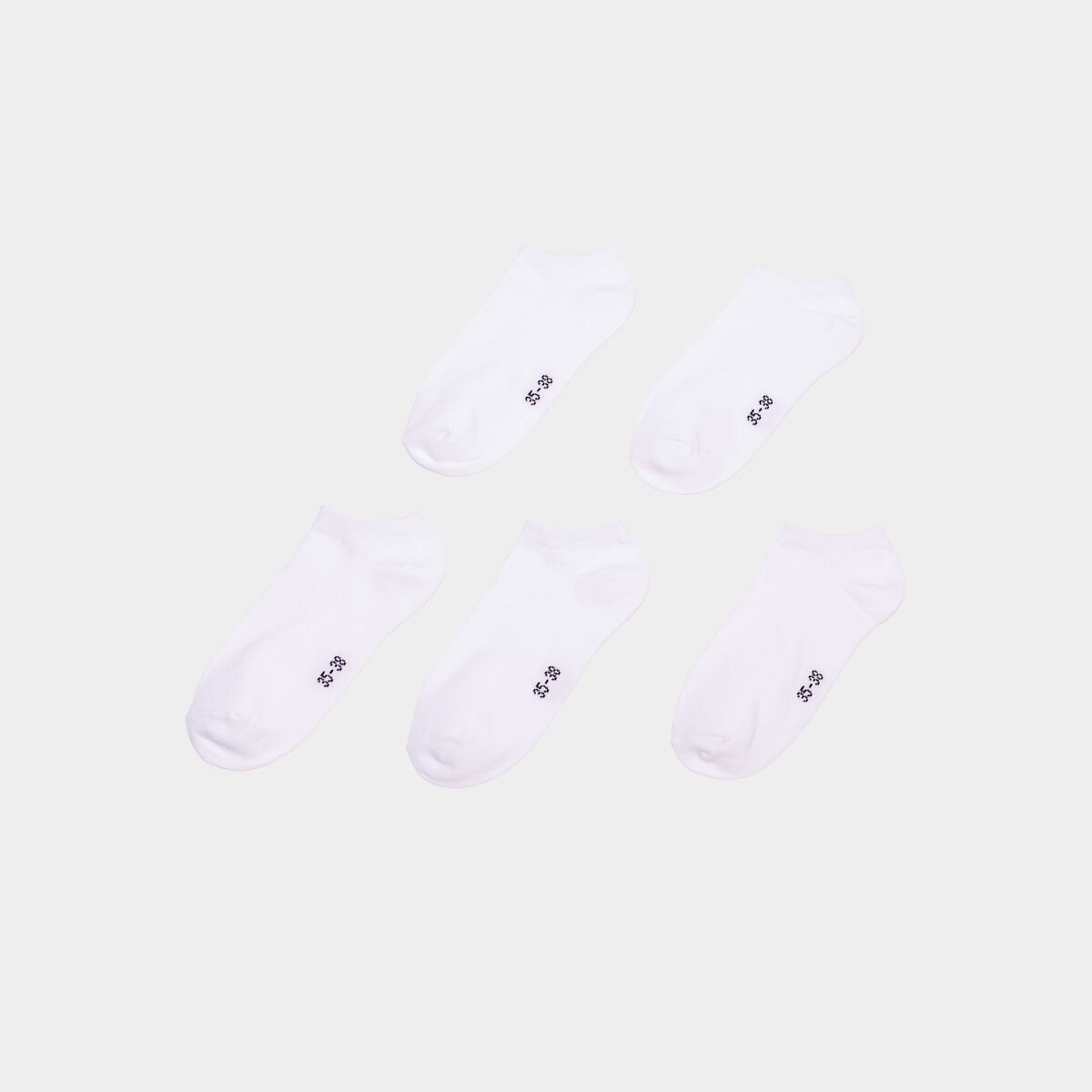 Lot 5 paires chaussettes invisibles blanc mixte