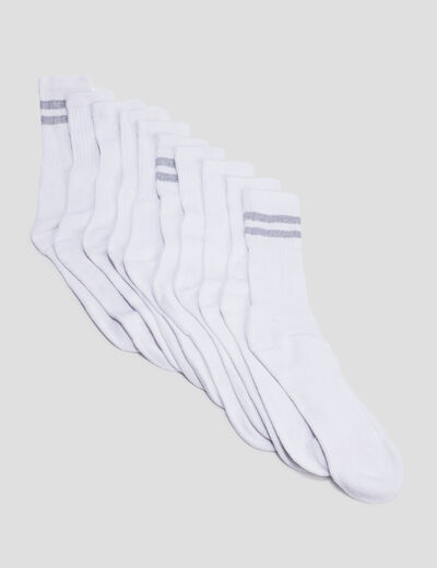 Lot 10 paires chaussettes blanc homme