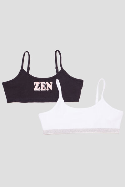 Lot 2 brassières coton noir fille