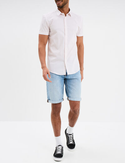 Chemise manches courtes coton rose pastel homme