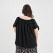 T-shirt col bardot manches noeuds noir femme grande taille