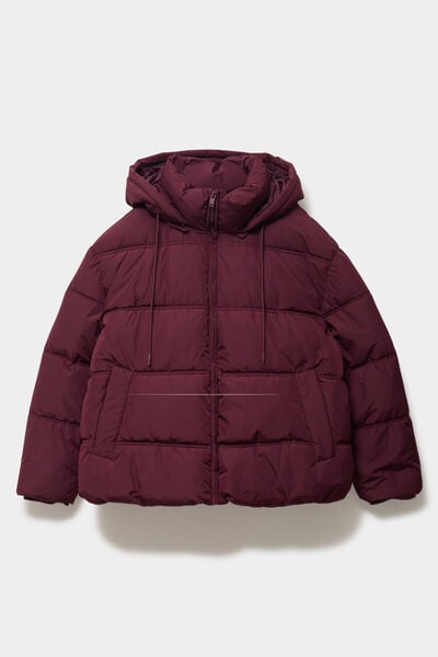 Doudoune &agrave; capuche oversize zipp&eacute;e violet fonc&eacute; femme grande taille