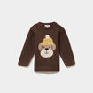 Pull col rond boutons &eacute;paule marron fonc&eacute; b&eacute;b&eacute; gar&ccedil;on