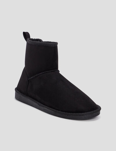 Bottines fourrées plates noir femme
