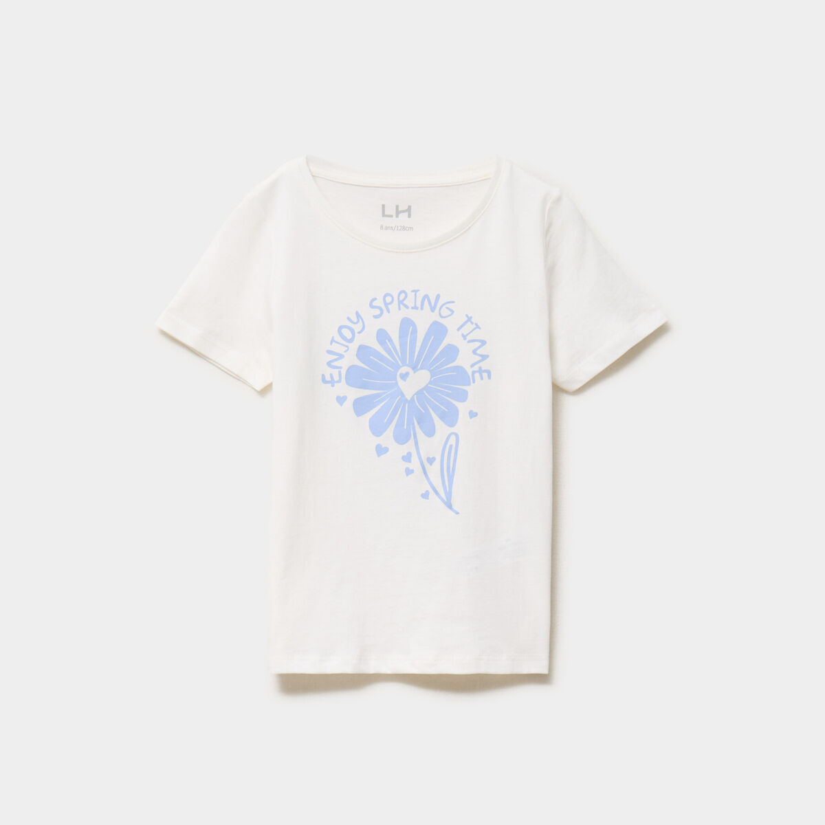 T-shirt manches courtes coton ivoire fille