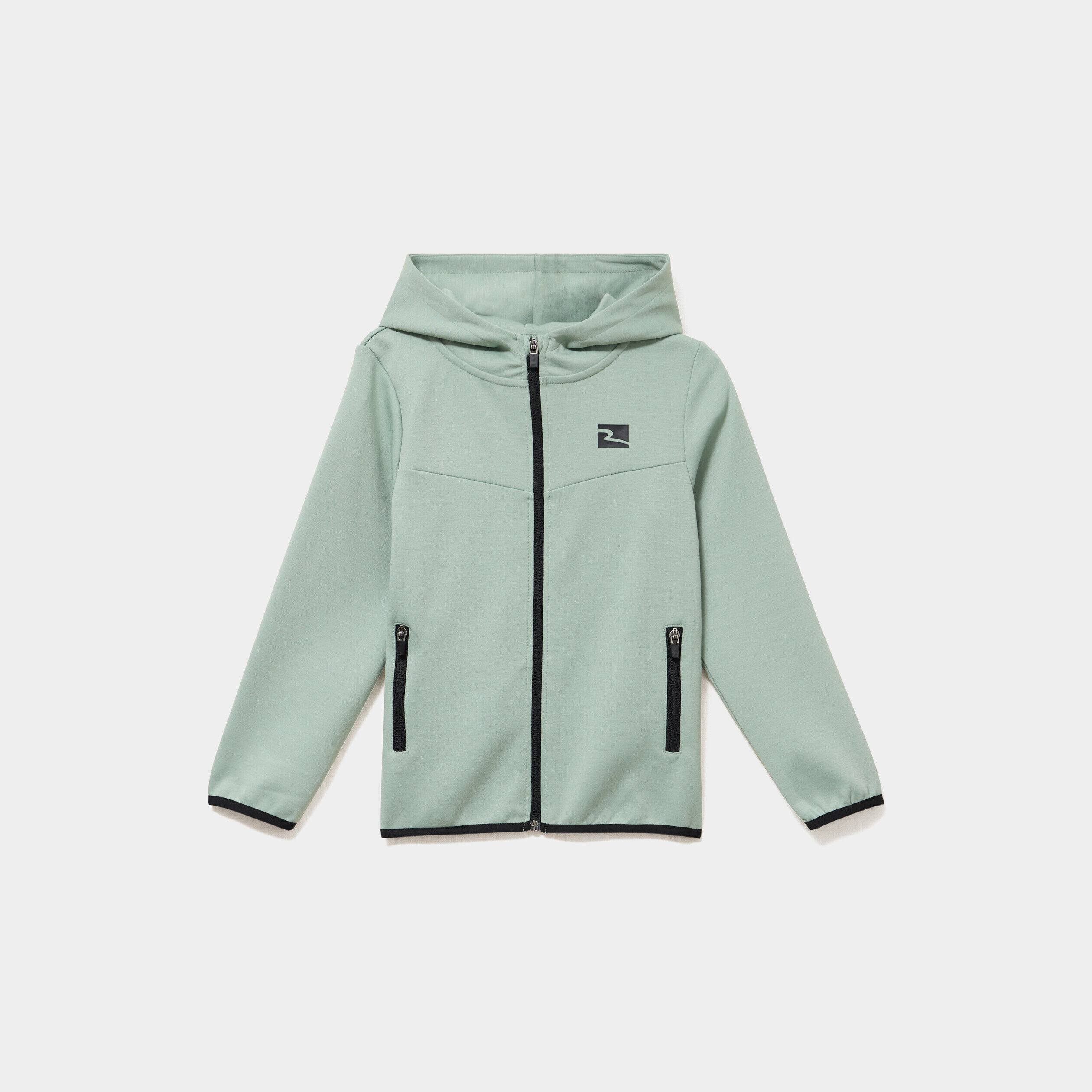 Sweat zippé à capuche vert pastel garçon
