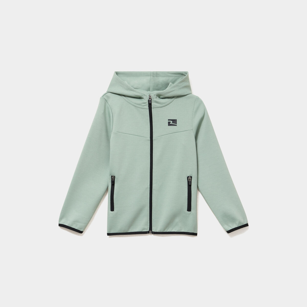 Sweat zipp&eacute; &agrave; capuche vert pastel gar&ccedil;on