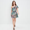 Robe droite asymétrique vert femme