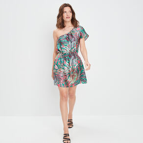 Robe droite asymétrique vert femme