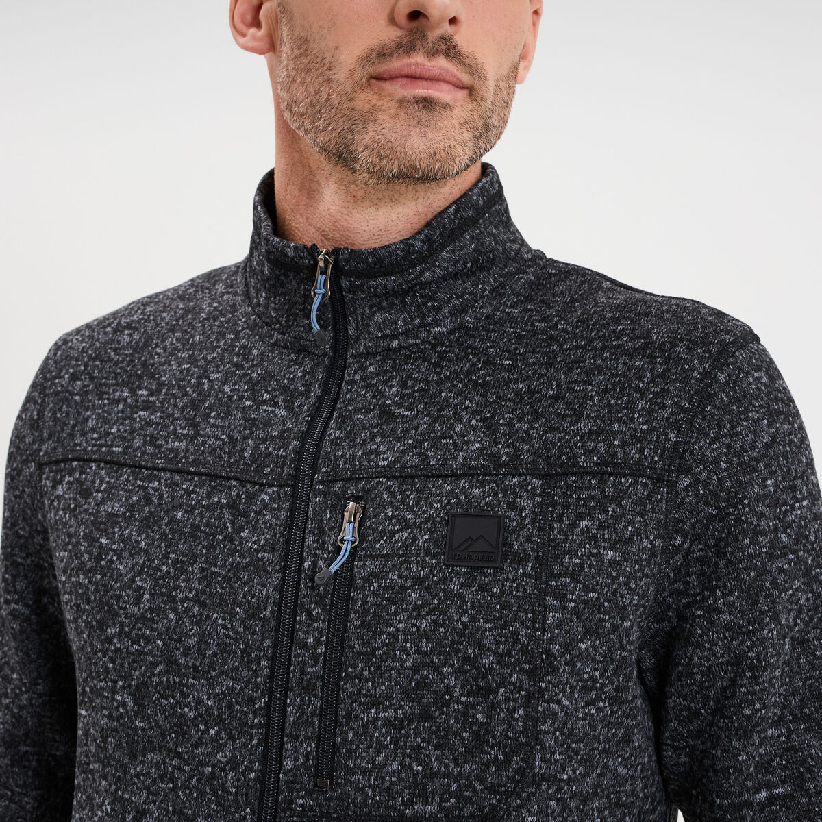Gilet manches longues col montant gris fonc&eacute; homme