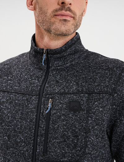Gilet manches longues col montant gris fonc&eacute; homme