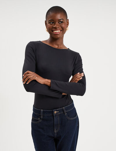Body ajust&eacute; manches longues noir femme