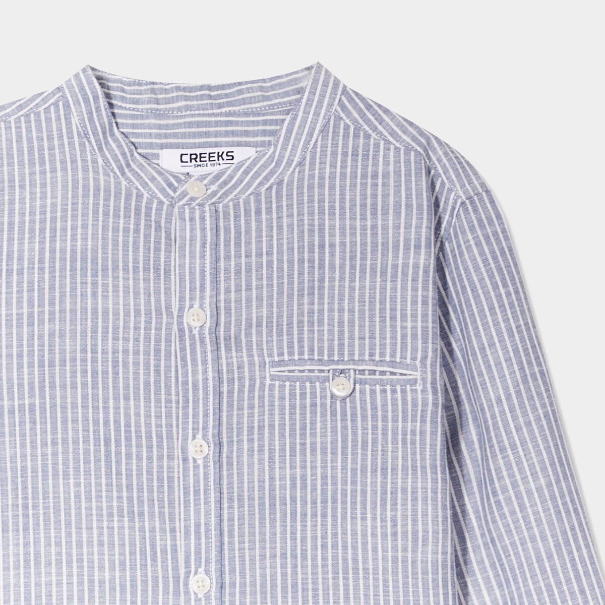 Chemise col mao manches longues Creeks gris clair garçon