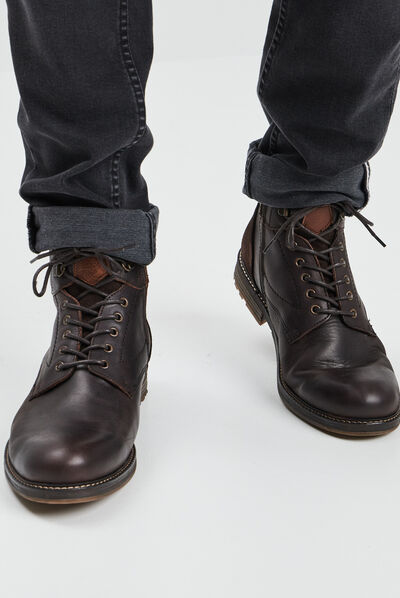 Bottines en cuir marron homme