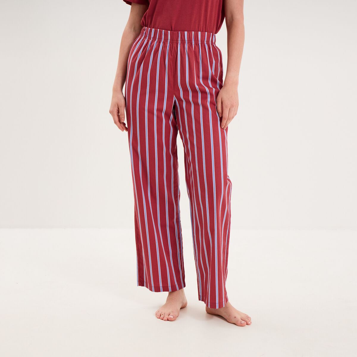 Pantalon de pyjama droit coton mauve femme