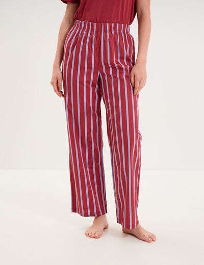 Pantalon de pyjama droit coton mauve femme