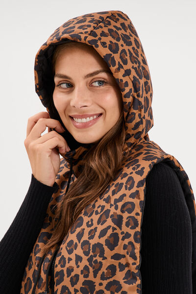 Col tour de cou &agrave; capuche zipp&eacute; marron femme