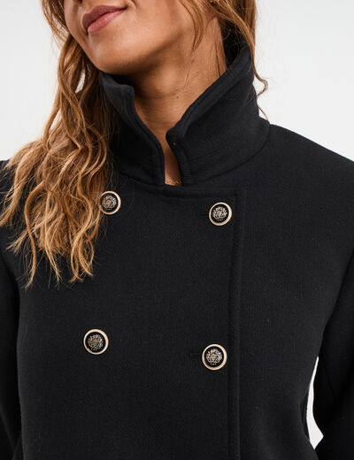 Manteau double boutonnage noir femme