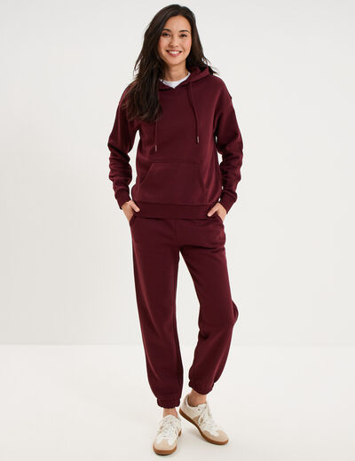 Pantalon de jogging molletonn&eacute; violet fonc&eacute; femme